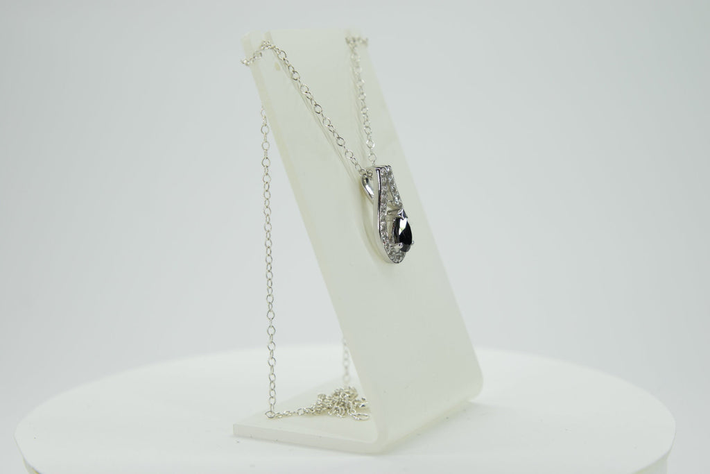 0,65 Carat schwarzer Spinell Anhanger 925 Silber weisstopas 925 Silber Collier