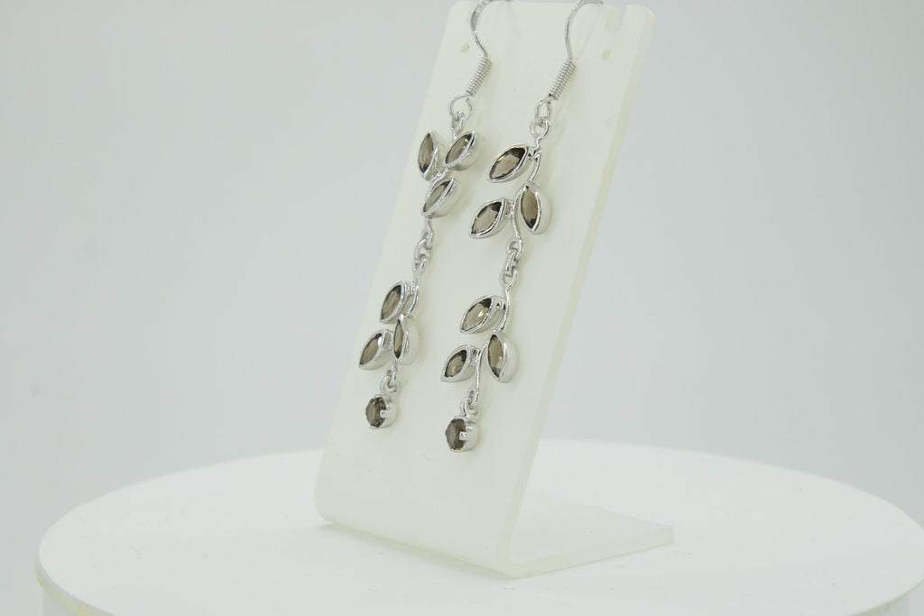 Edle florale 3,6 Carat Rauchquarz Ohrhanger 928 Silber romantische Ohrhanger