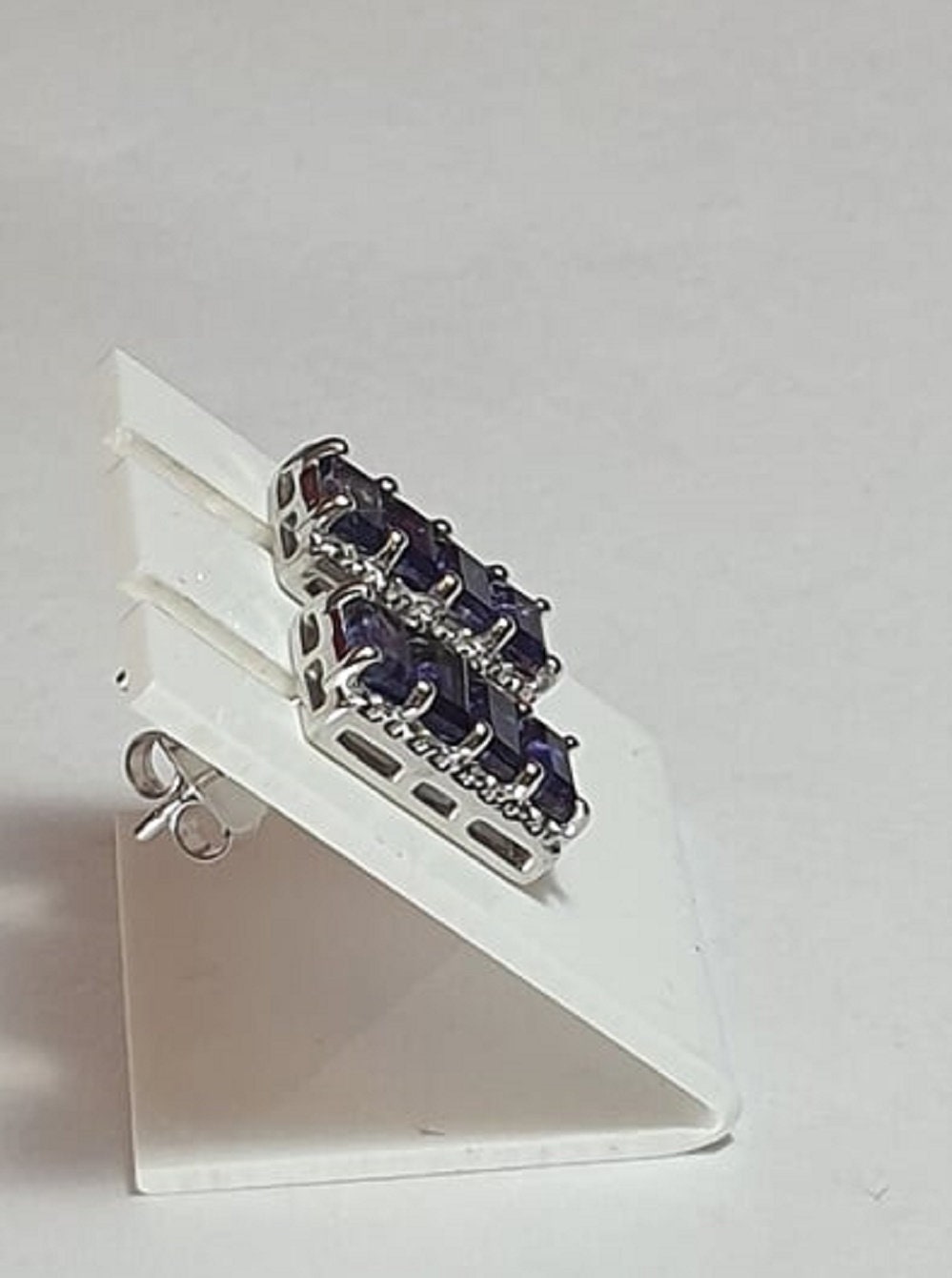 2,0 Carat Iolith Ohrstecker 925 Silber Ohrring Wassersahpir Luchssaphir Edel