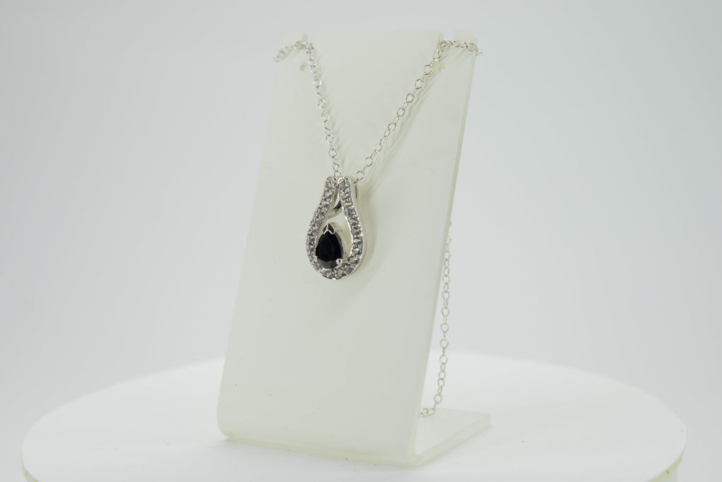 0,65 Carat schwarzer Spinell Anhanger 925 Silber weisstopas 925 Silber Collier