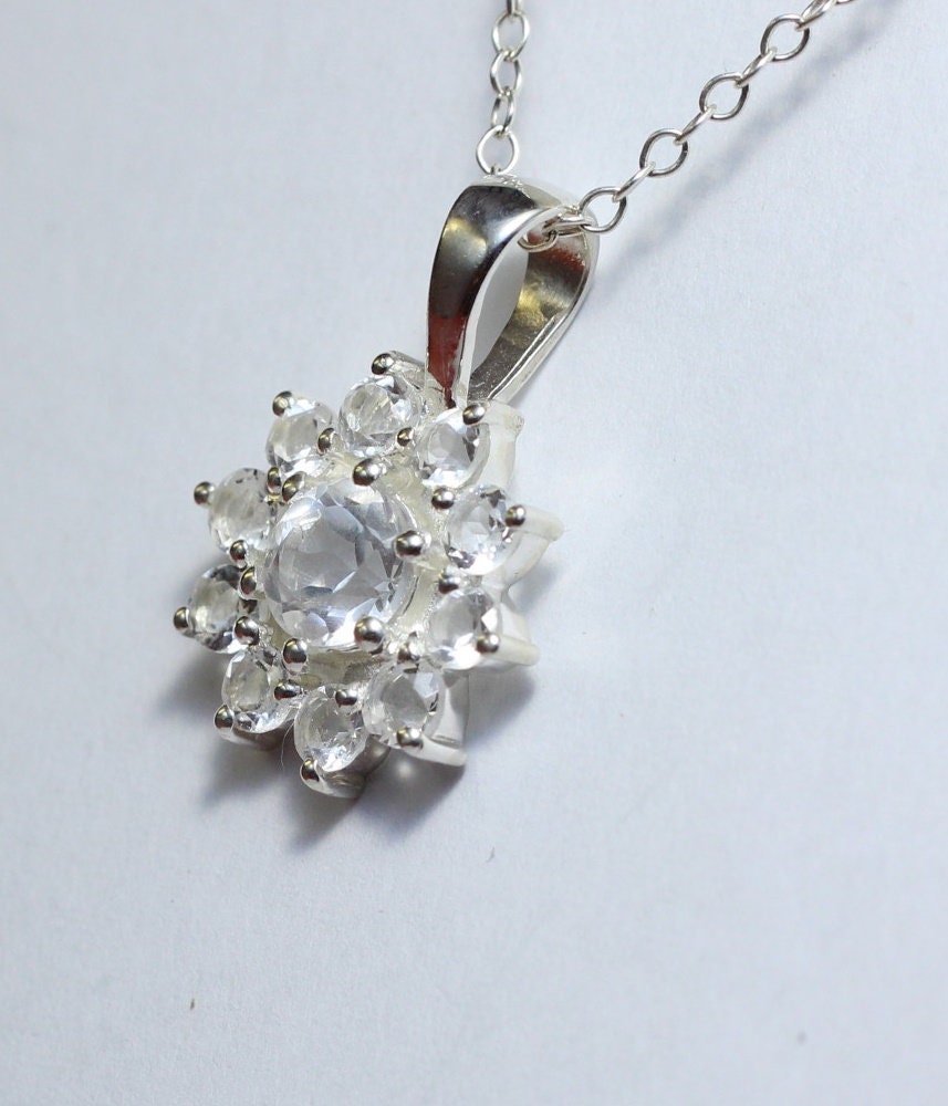 Edler 0,7 Carat Bergkristall Anhanger 925 Silber Collier Kette funkelnder Traum