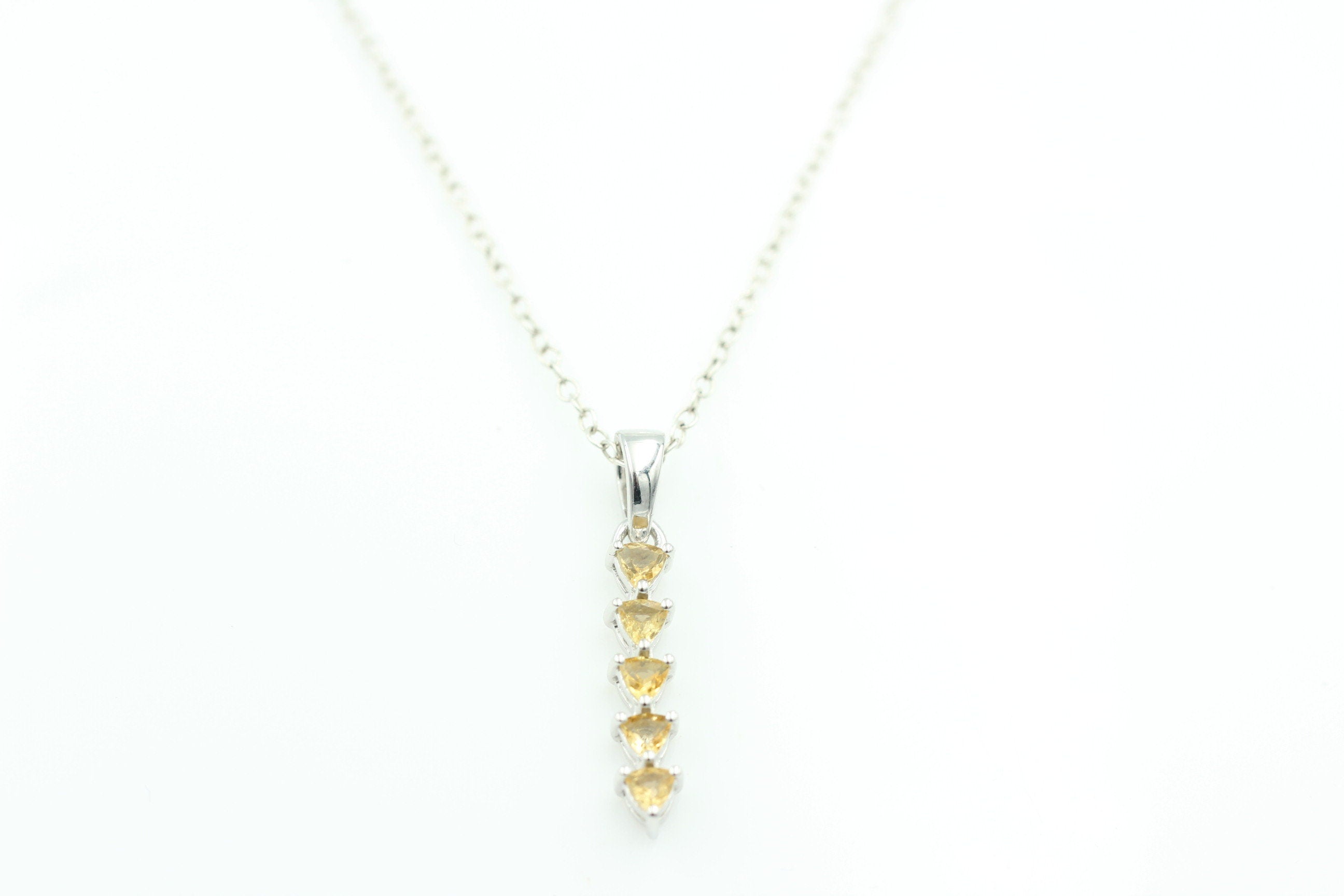 Edler 1,0 Carat Citrin Anhänger 925 Sterling Silber Collier Kette Citrinanhänger