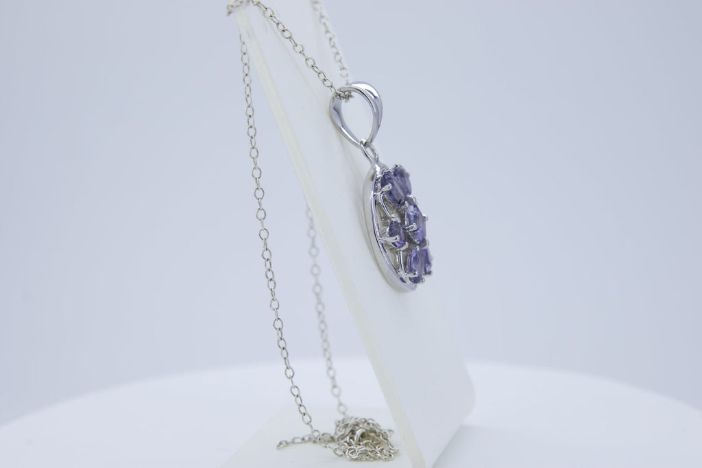 Design pur 3,9 Carat Iolith Anhanger 925 Silber Collier Kette Edel Wassersaphir