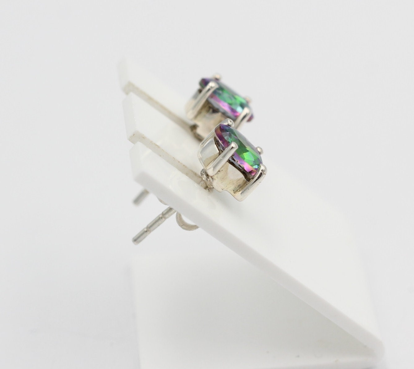 0,76 Carat Mystik Topas Ohrstecker 925 Silber mystischer Topas Unisex Top Edel