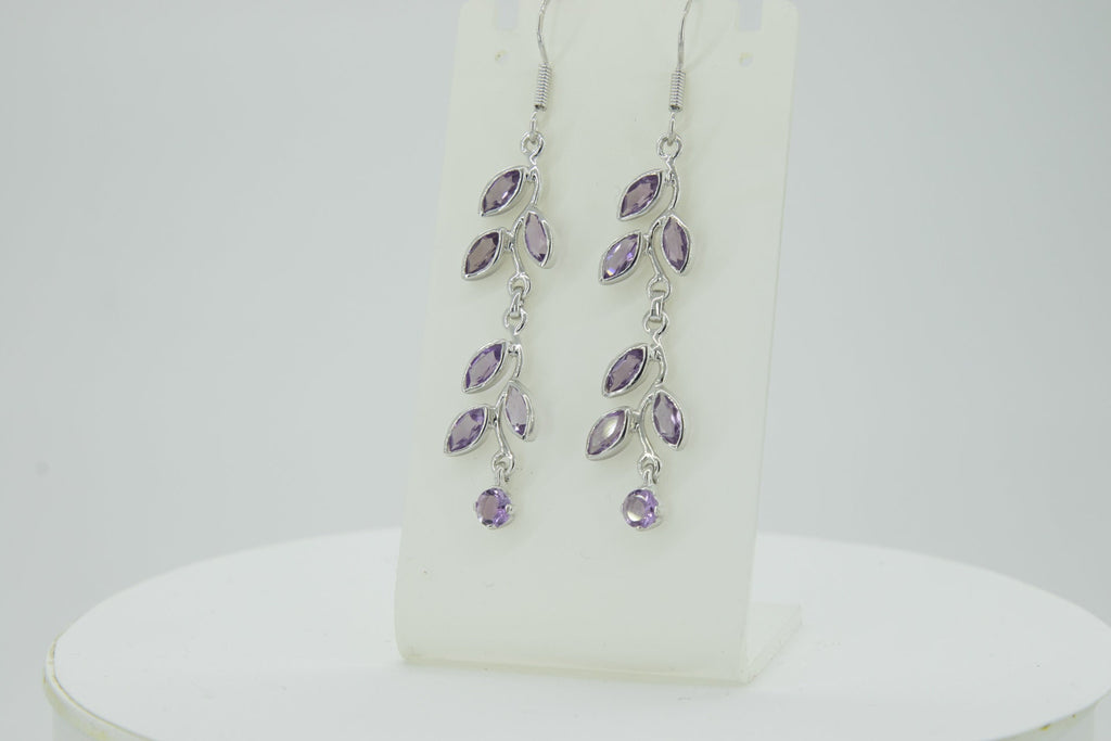 Edle florale 3,6 Carat Amethyst Ohrhanger 928 Silber romantische Ohrhanger