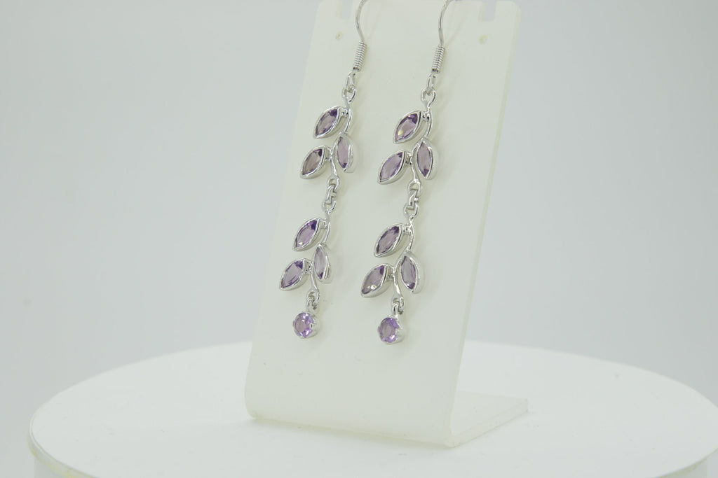 Edle florale 3,6 Carat Amethyst Ohrhanger 928 Silber romantische Ohrhanger