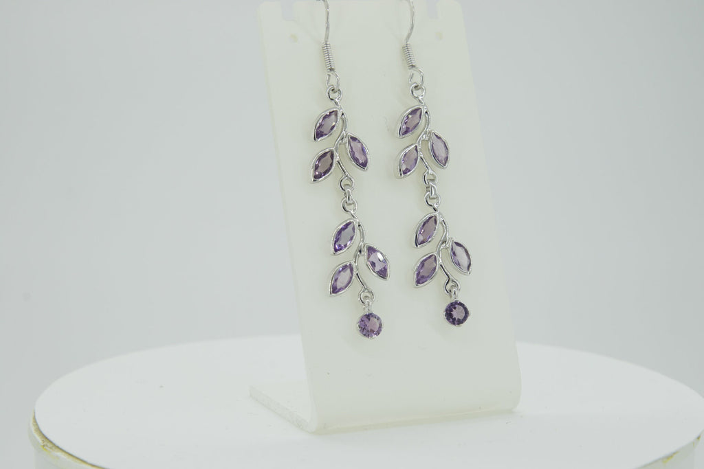 Edle florale 3,6 Carat Amethyst Ohrhanger 928 Silber romantische Ohrhanger