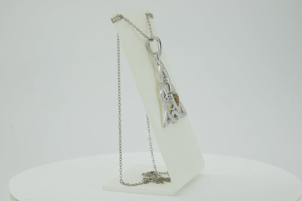 0,8 Carat Citrin Anhanger keltischen Knotenmuster 925 Silber Unendlichkeit Top