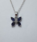 1,42 Carat Iolith Schmetterlings Anhanger 925 Silber Collier Kette weisstopas