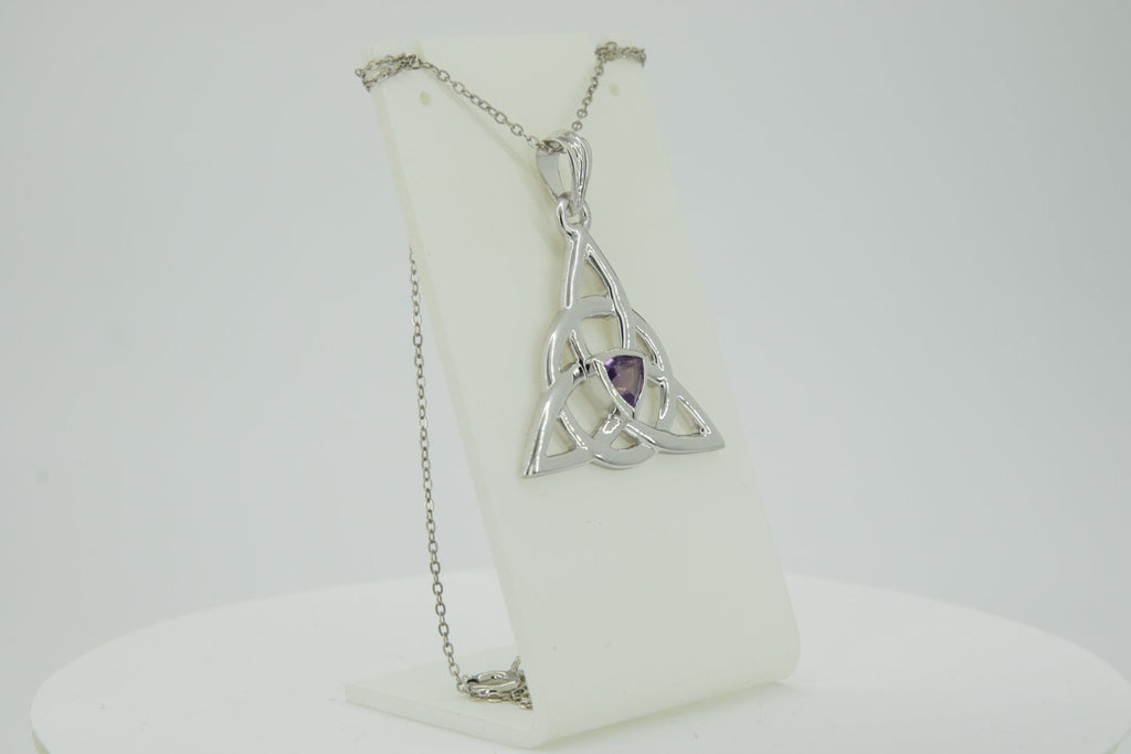 0,8 Carat Blautopas Anhanger keltischen Knotenmuster 925 Silber Unendlichkeit