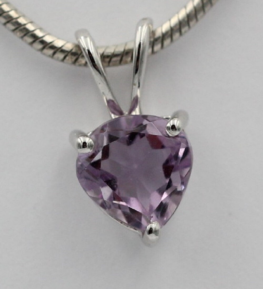 1,2 Carat Amethyst Anhanger 925 Silber Collier Kette Schmuck violetter Edelstein