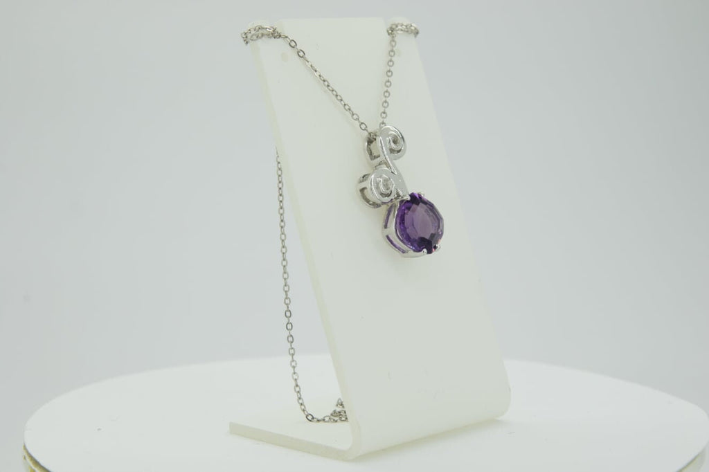 Edler 3,25 Carat Amethyst weisstopas Anhanger 925 Silber Collier Kette Edelstein