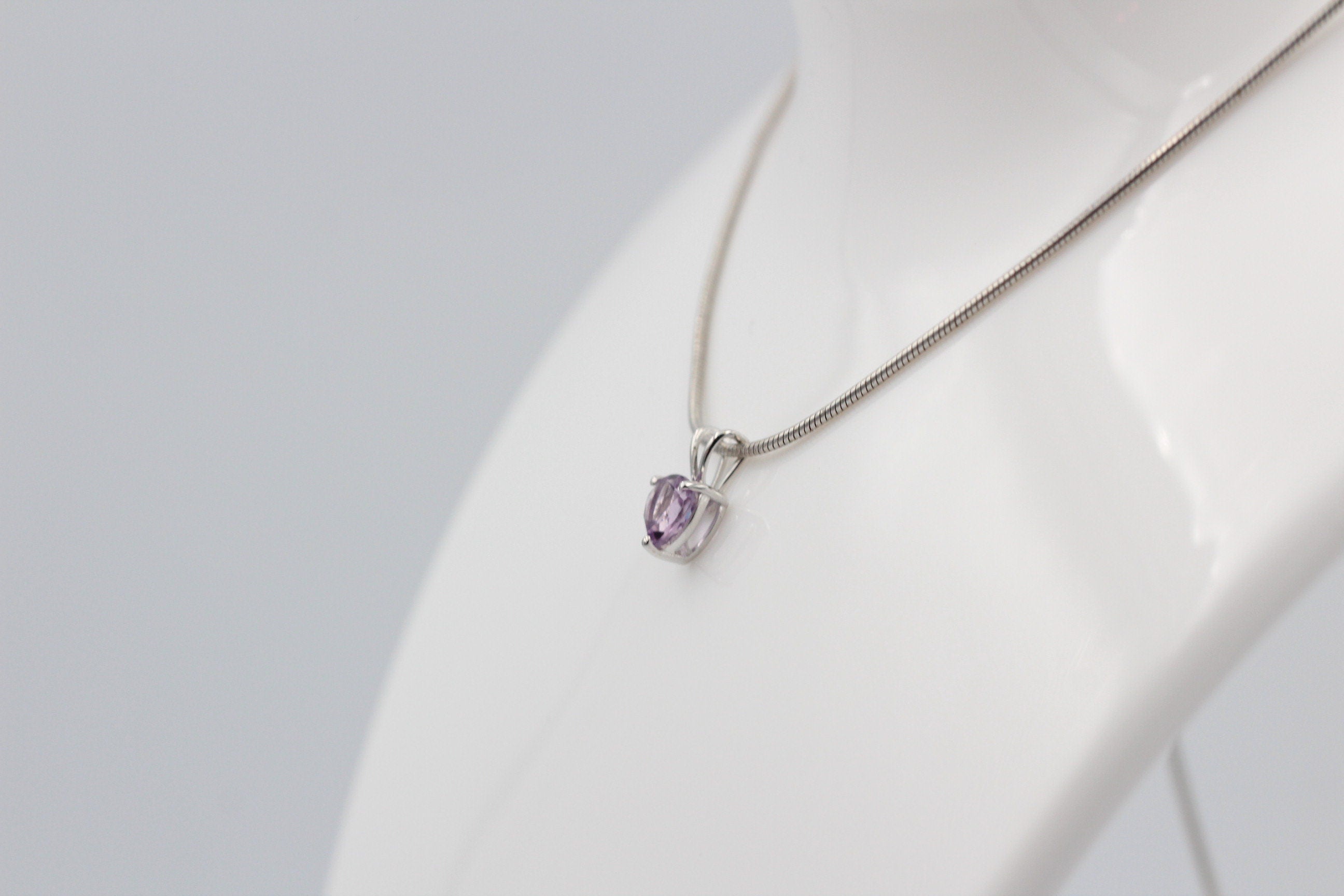 1,2 Carat Amethyst Anhanger 925 Silber Collier Kette Schmuck violetter Edelstein