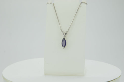 0,83 Carat Iolith Anhanger 925 Silber CollierKette Wassersaphir Luchssaphir