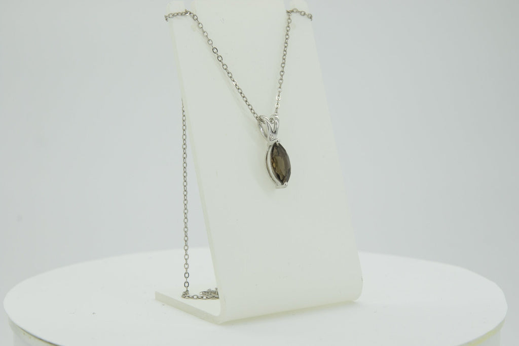 0,83 Carat Rauchquarz Anhanger 925 Silber Collier Kette Rauchtopas Edelstein