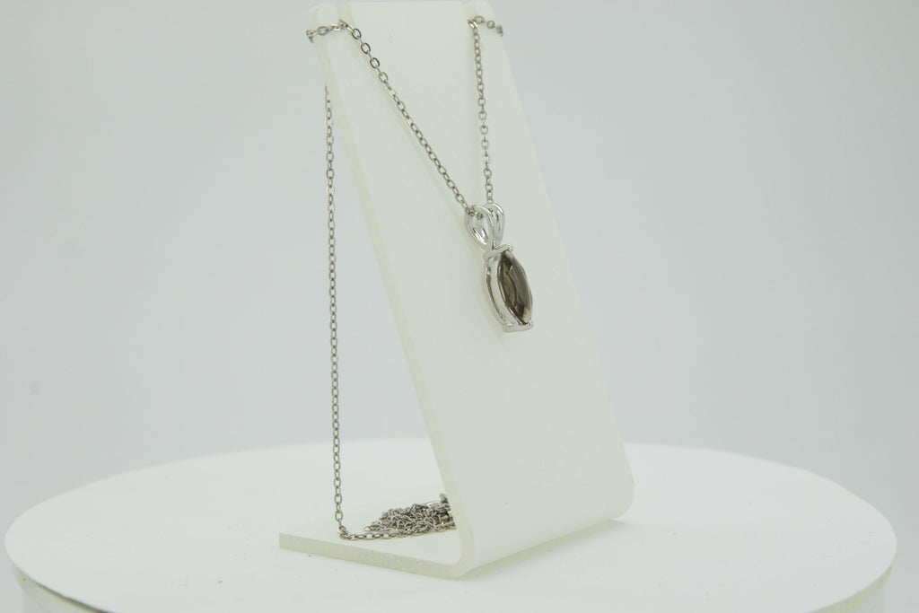 0,83 Carat Rauchquarz Anhanger 925 Silber Collier Kette Rauchtopas Edelstein