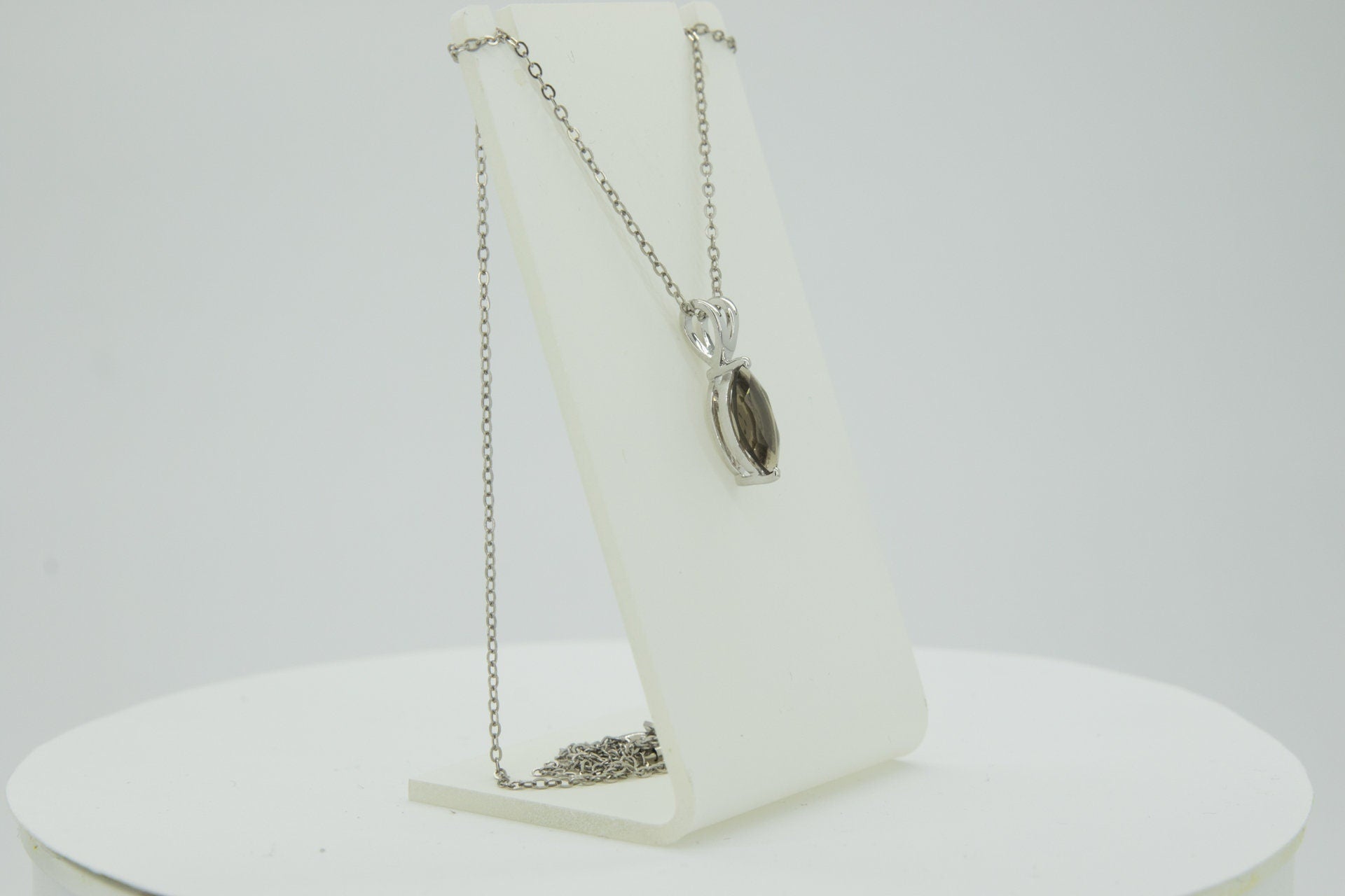 0,83 Carat Rauchquarz Anhanger 925 Silber Collier Kette Rauchtopas Edelstein