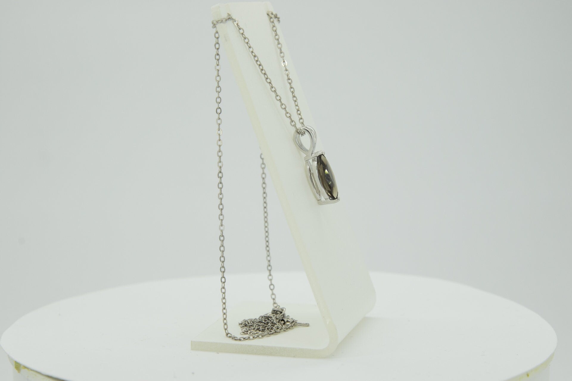 0,83 Carat Rauchquarz Anhanger 925 Silber Collier Kette Rauchtopas Edelstein