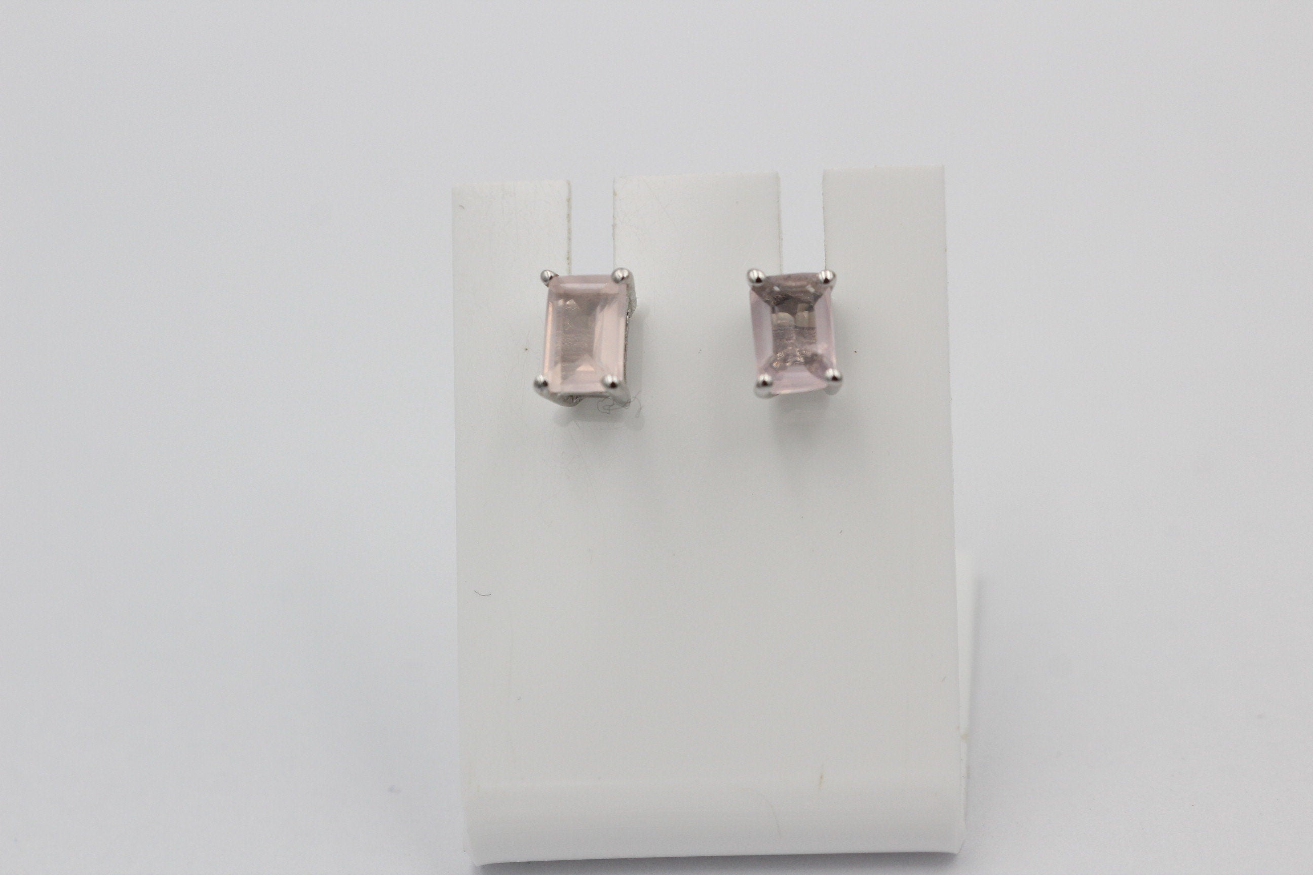 Edle 1,25  Carat Rosenquarz Ohrstecker 925 Silber Ohrschmuck Rosen Quarz Schmuck