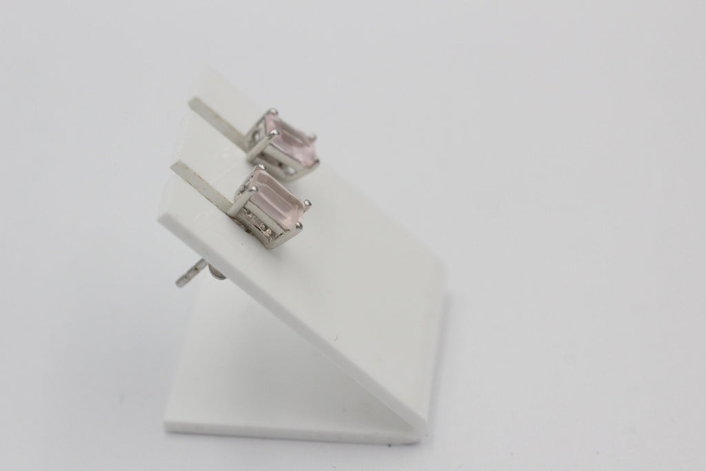 Edle 1,25  Carat Rosenquarz Ohrstecker 925 Silber Ohrschmuck Rosen Quarz Schmuck