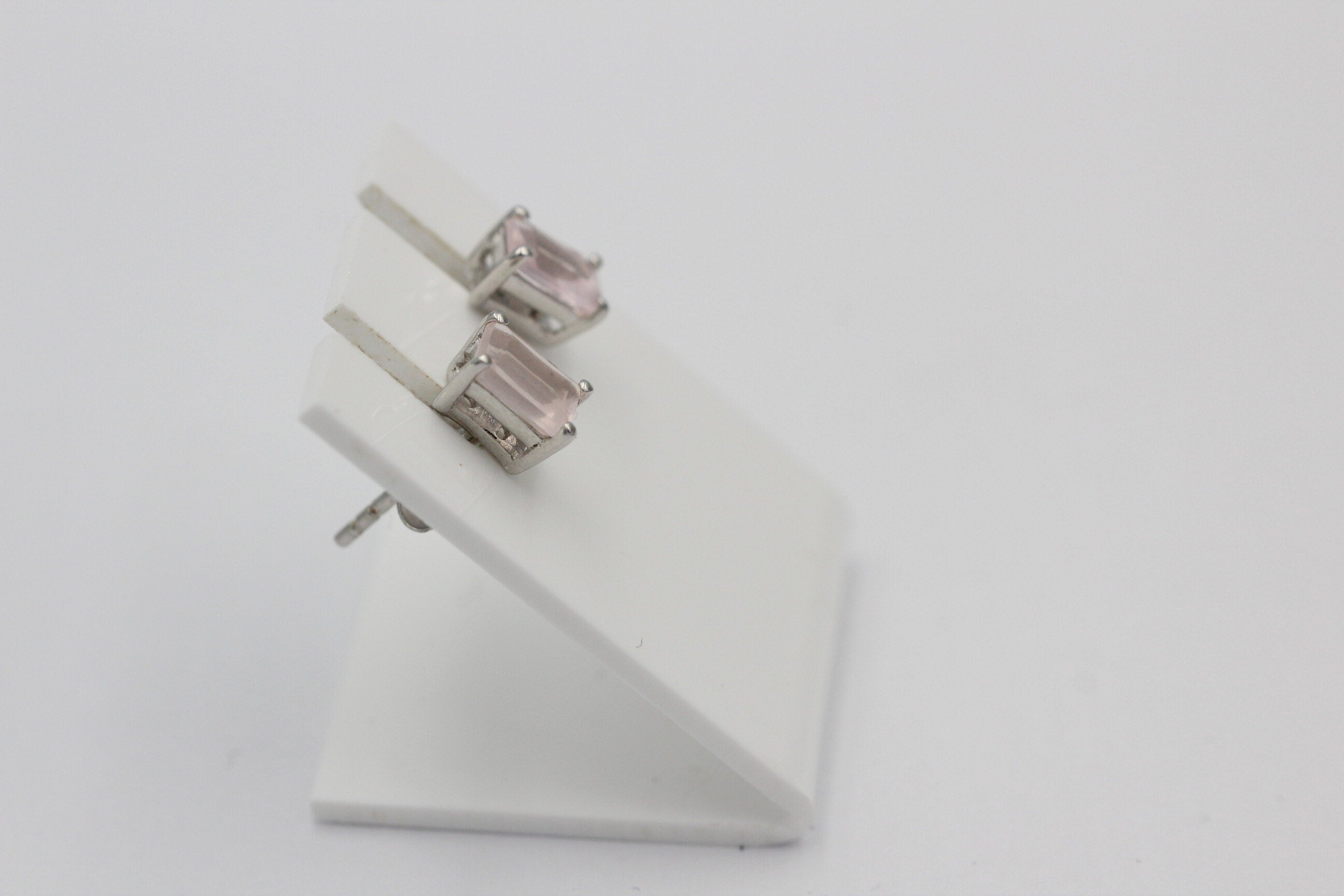 Edle 1,25  Carat Rosenquarz Ohrstecker 925 Silber Ohrschmuck Rosen Quarz Schmuck
