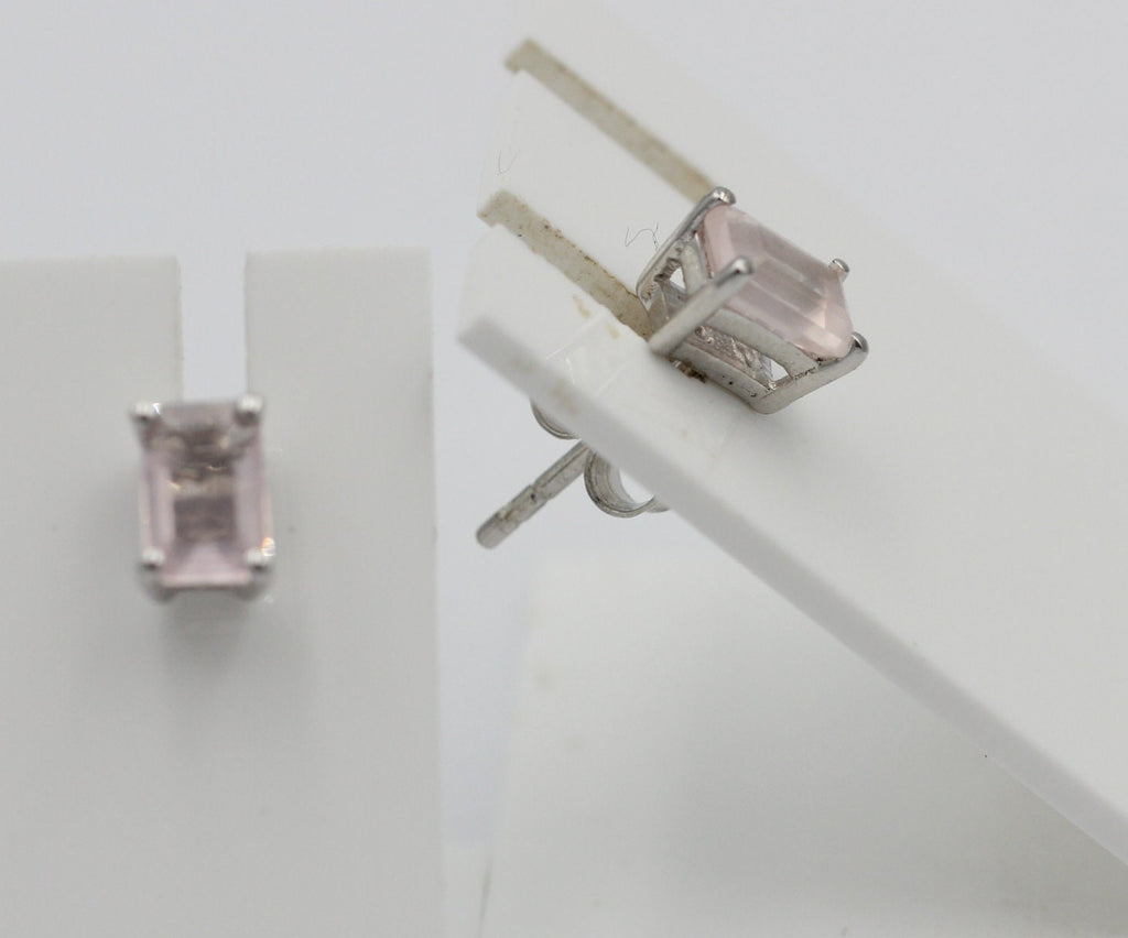 Edle 1,25  Carat Rosenquarz Ohrstecker 925 Silber Ohrschmuck Rosen Quarz Schmuck