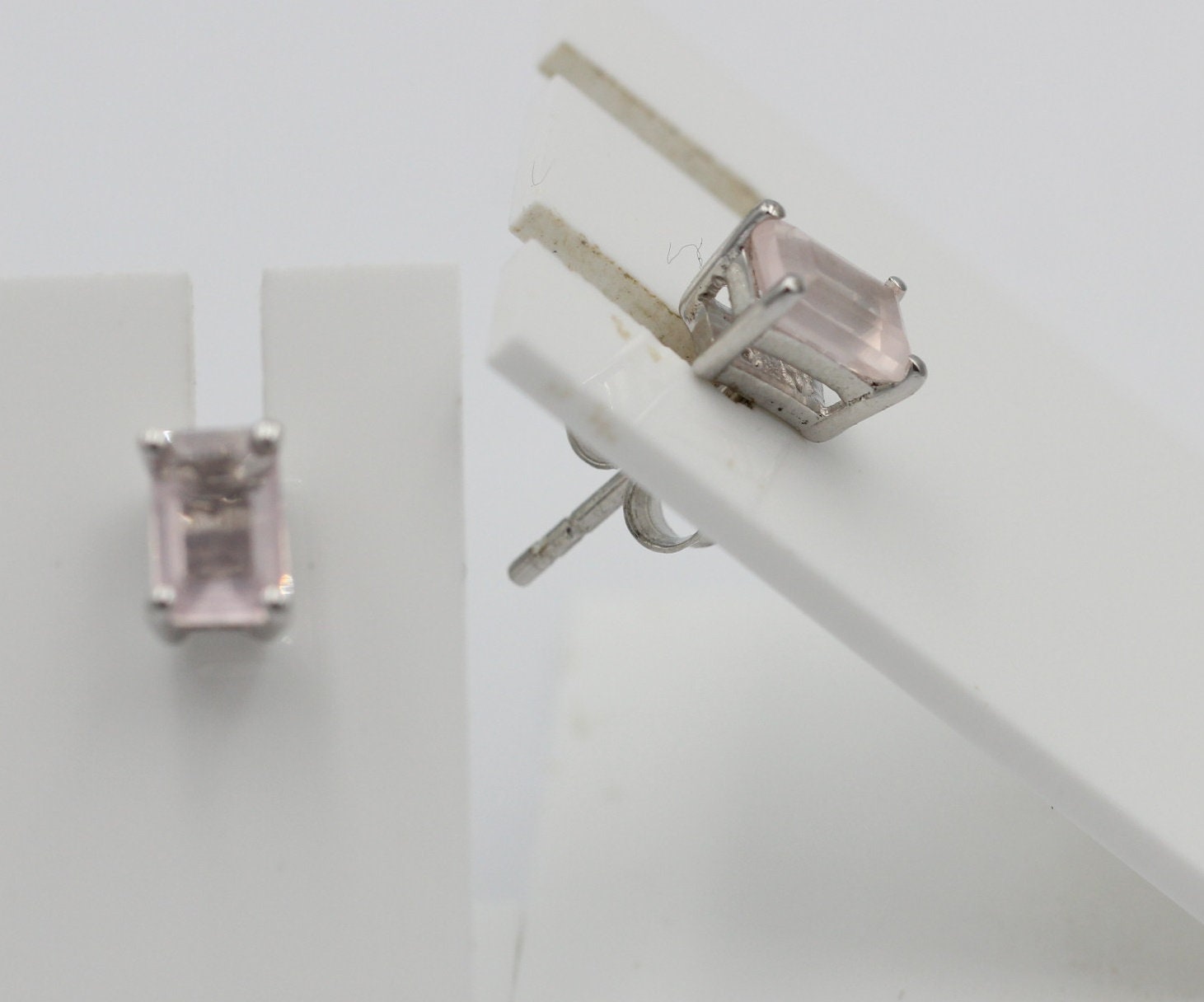 Edle 1,25  Carat Rosenquarz Ohrstecker 925 Silber Ohrschmuck Rosen Quarz Schmuck