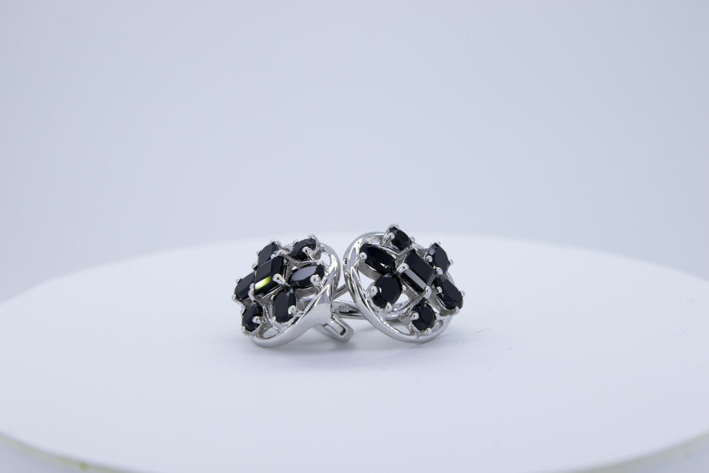 Design pur 7,4  Carat schwarzer Spinell Ohrschmuck 925 Silber Ohrstecker Ohrring