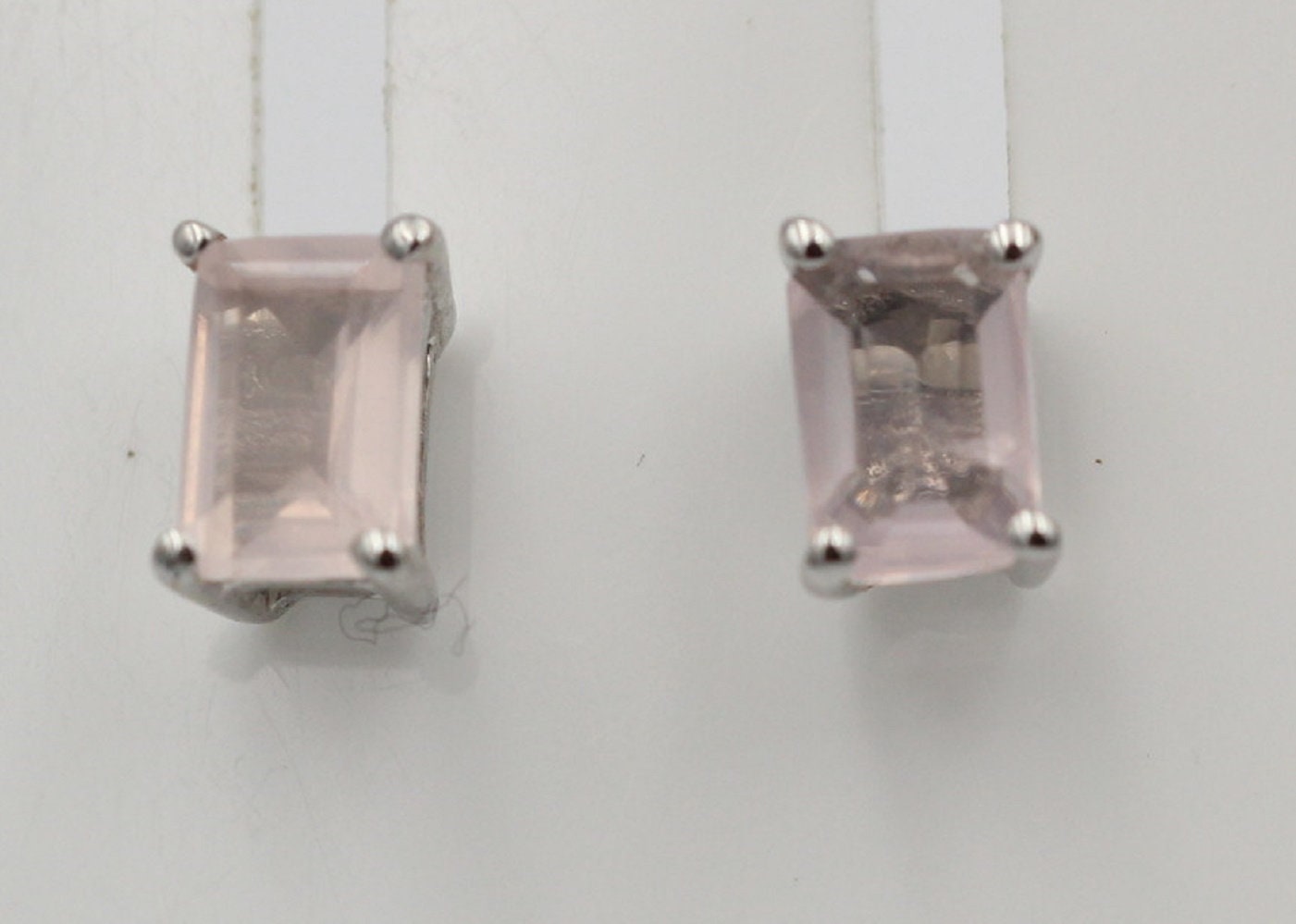 Edle 1,25  Carat Rosenquarz Ohrstecker 925 Silber Ohrschmuck Rosen Quarz Schmuck