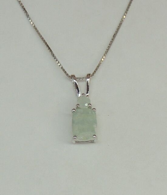 Edler 1,61 Carat Milch Aquarmin Anhanger 925 Silber Collier Kette