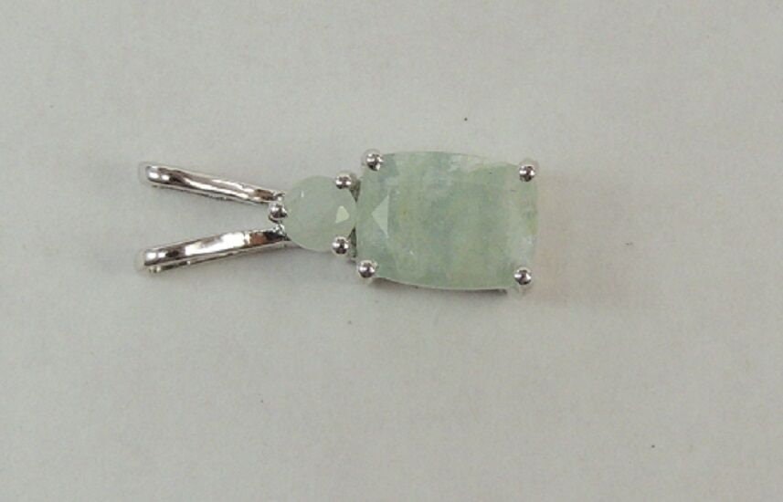 Edler 1,61 Carat Milch Aquarmin Anhanger 925 Silber Collier Kette