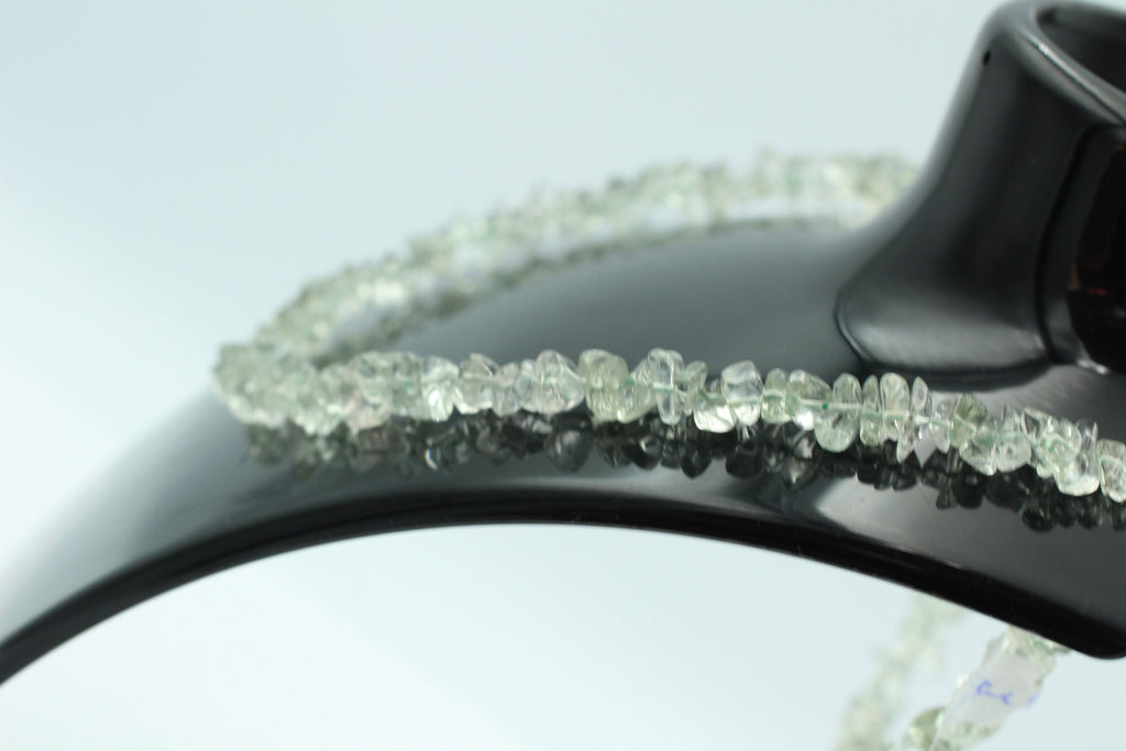 34,5 Carat Prasiolith Collier Splitterkette 925 Silber mit Verlängerung