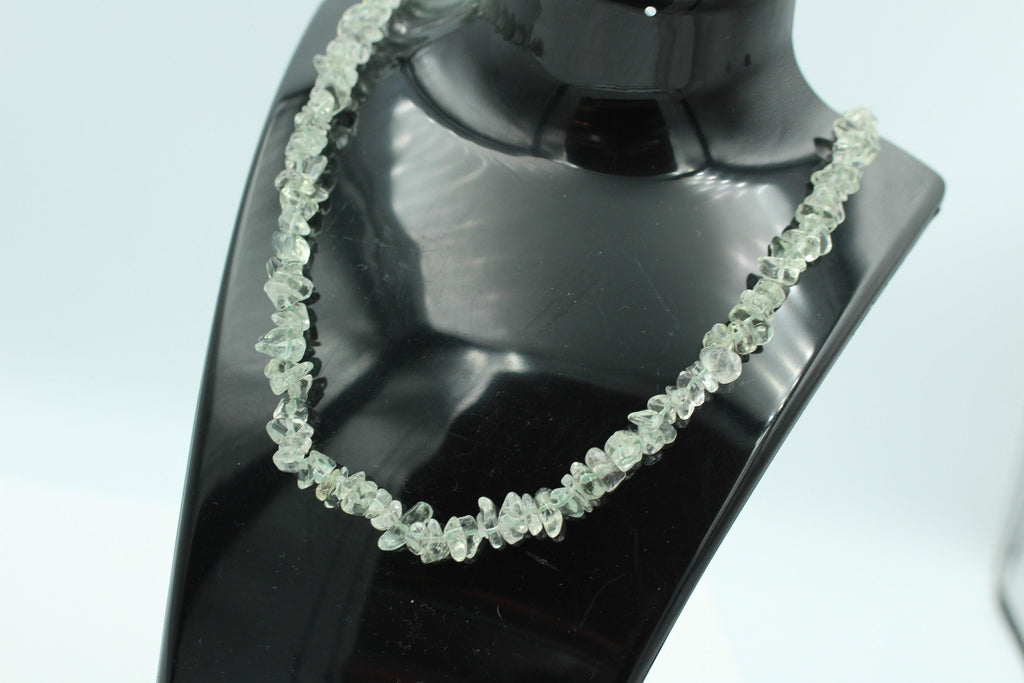 34,5 Carat Prasiolith Collier Splitterkette 925 Silber mit Verlängerung