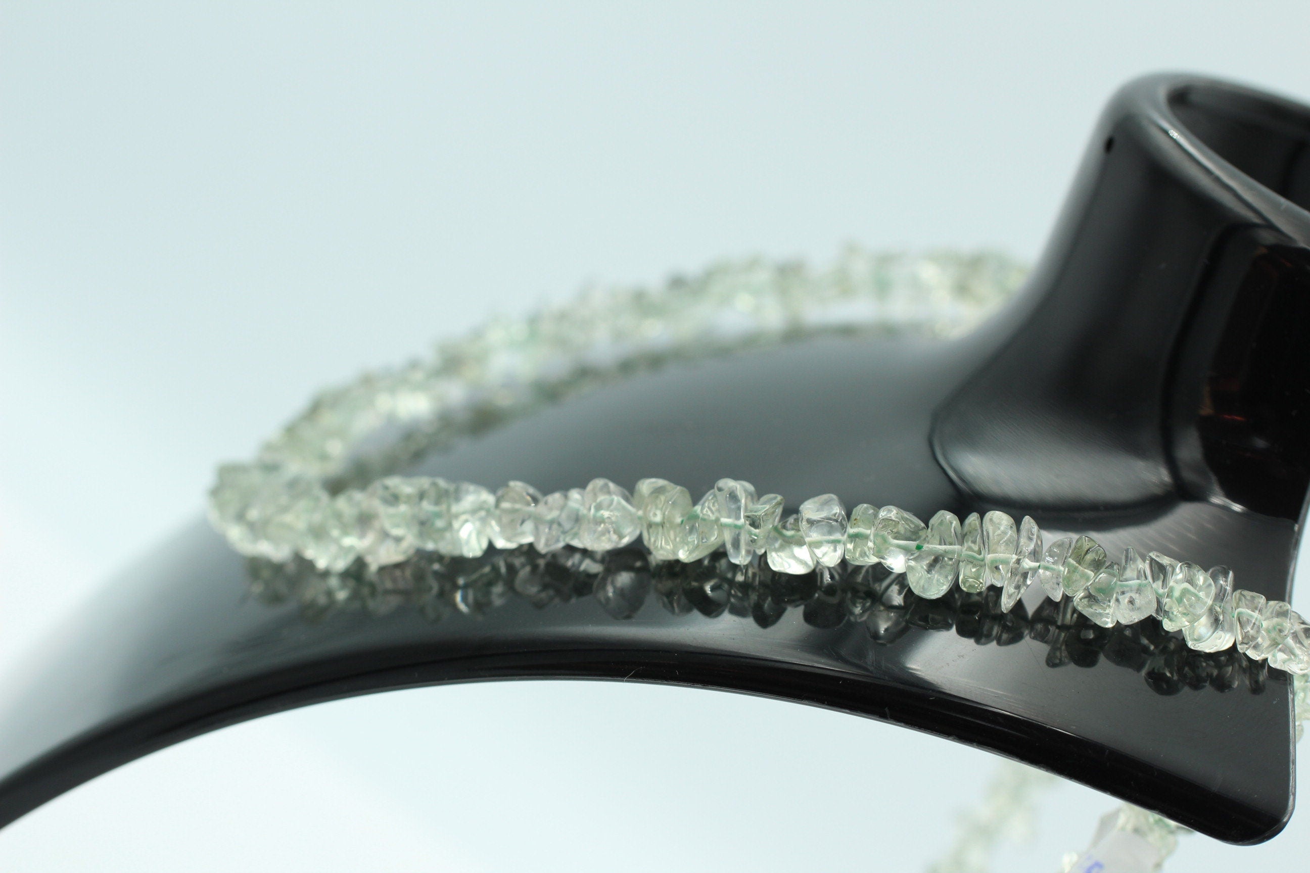 34,5 Carat Prasiolith Collier Splitterkette 925 Silber mit Verlängerung