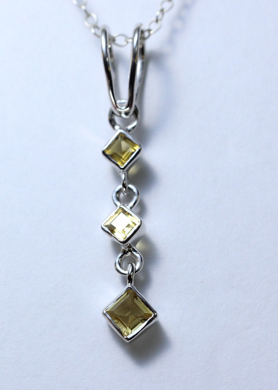 Edler 0,69 Carat Citrin Anhanger 925 Silber Collier  zitronengelber Edelstein