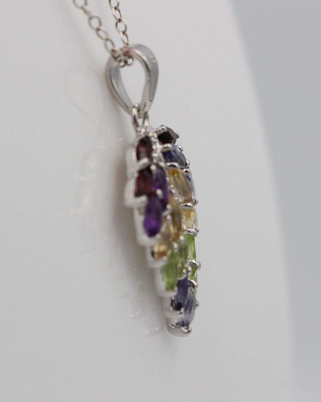 Edler 2,85 Carat Multi Edelstein Anhänger 925 Silber Collier Kette Schmuck