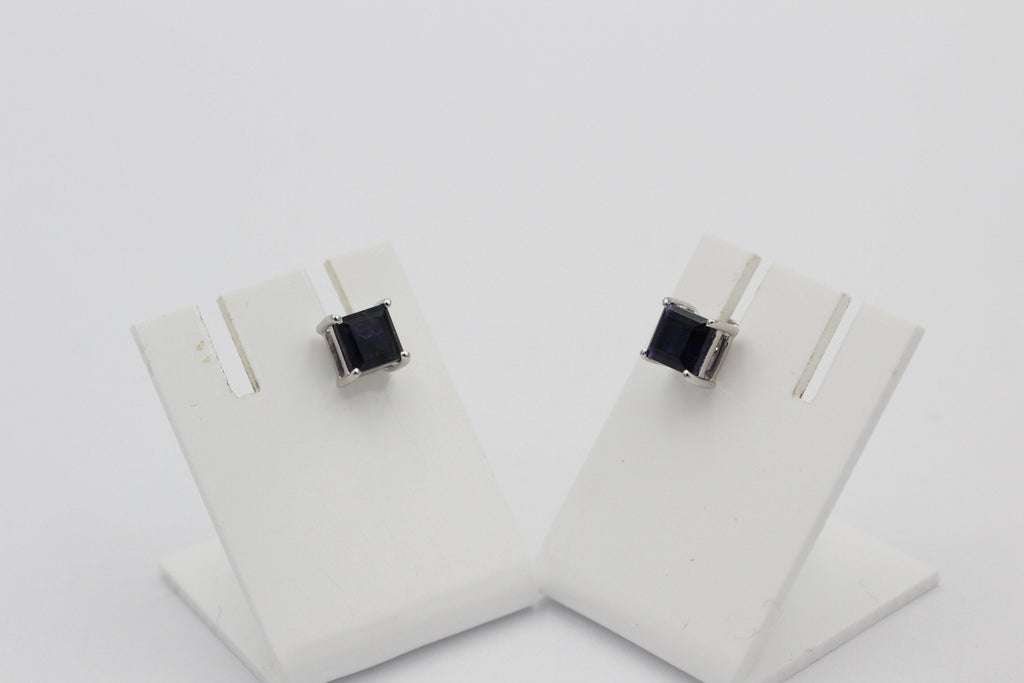 2,0 Carat Iolith  Ohrstecker 925 Silber Wassersaphir  Edelsteinschmuck Top