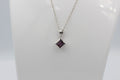 0,95 Carat Amethyst Ahänger 925 Silber Square violetter Edelstein Collier Kette