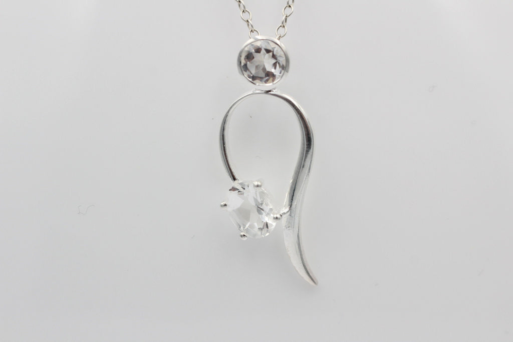 Edler 1,4 Carat Bergkristall Anhänger 925 Collier Kette Bergkristall Anhänger