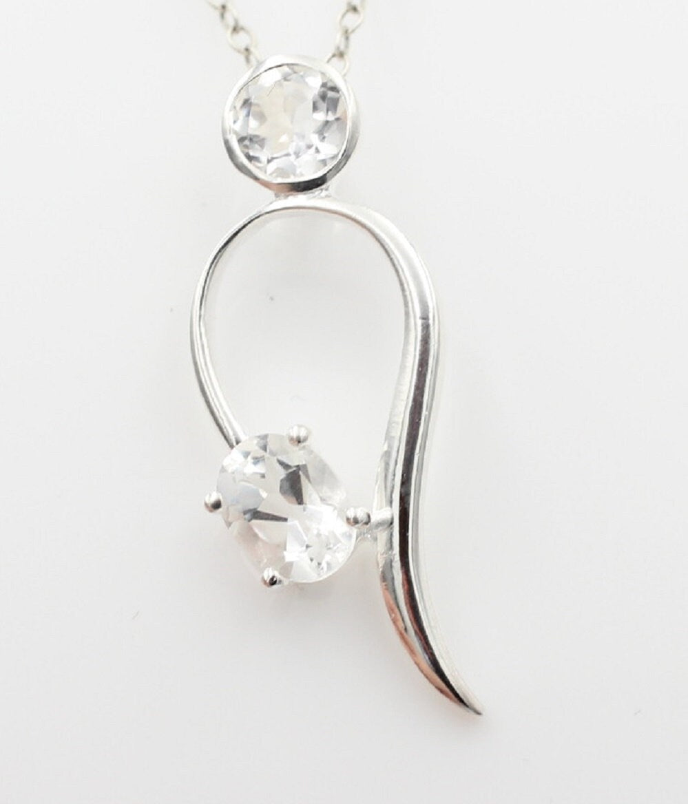 Edler 1,4 Carat Bergkristall Anhänger 925 Collier Kette Bergkristall Anhänger