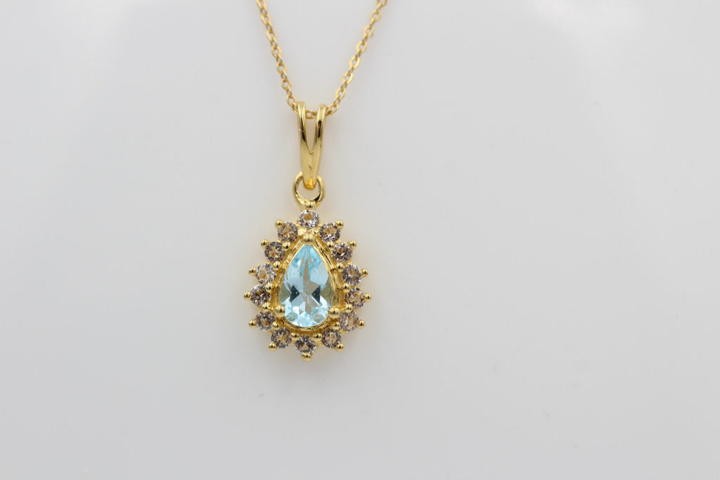 Edler 1,1 Carat Blautopas Weißtopas Anhänger 925 Silber  Topas