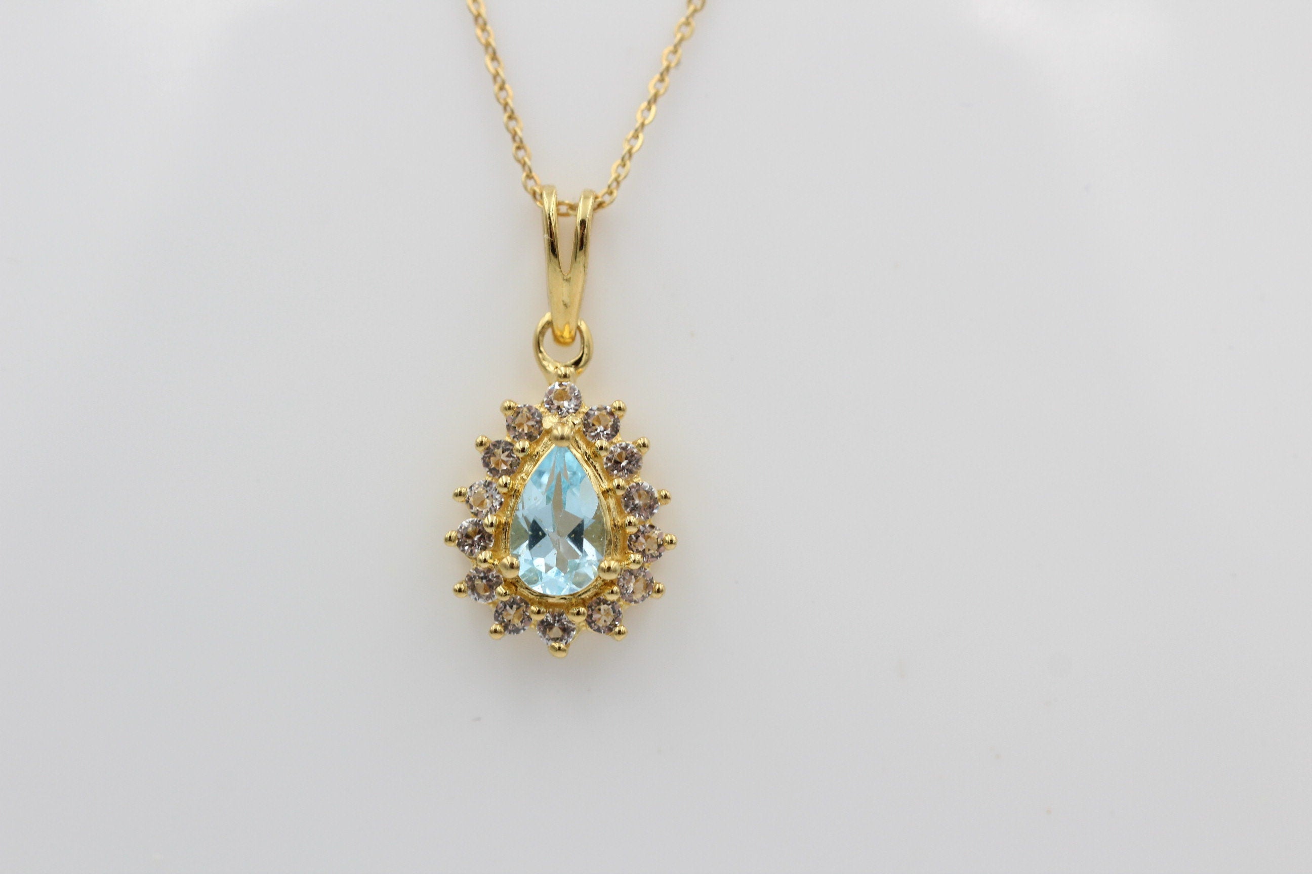 Edler 1,1 Carat Blautopas Weißtopas Anhänger 925 Silber  Topas