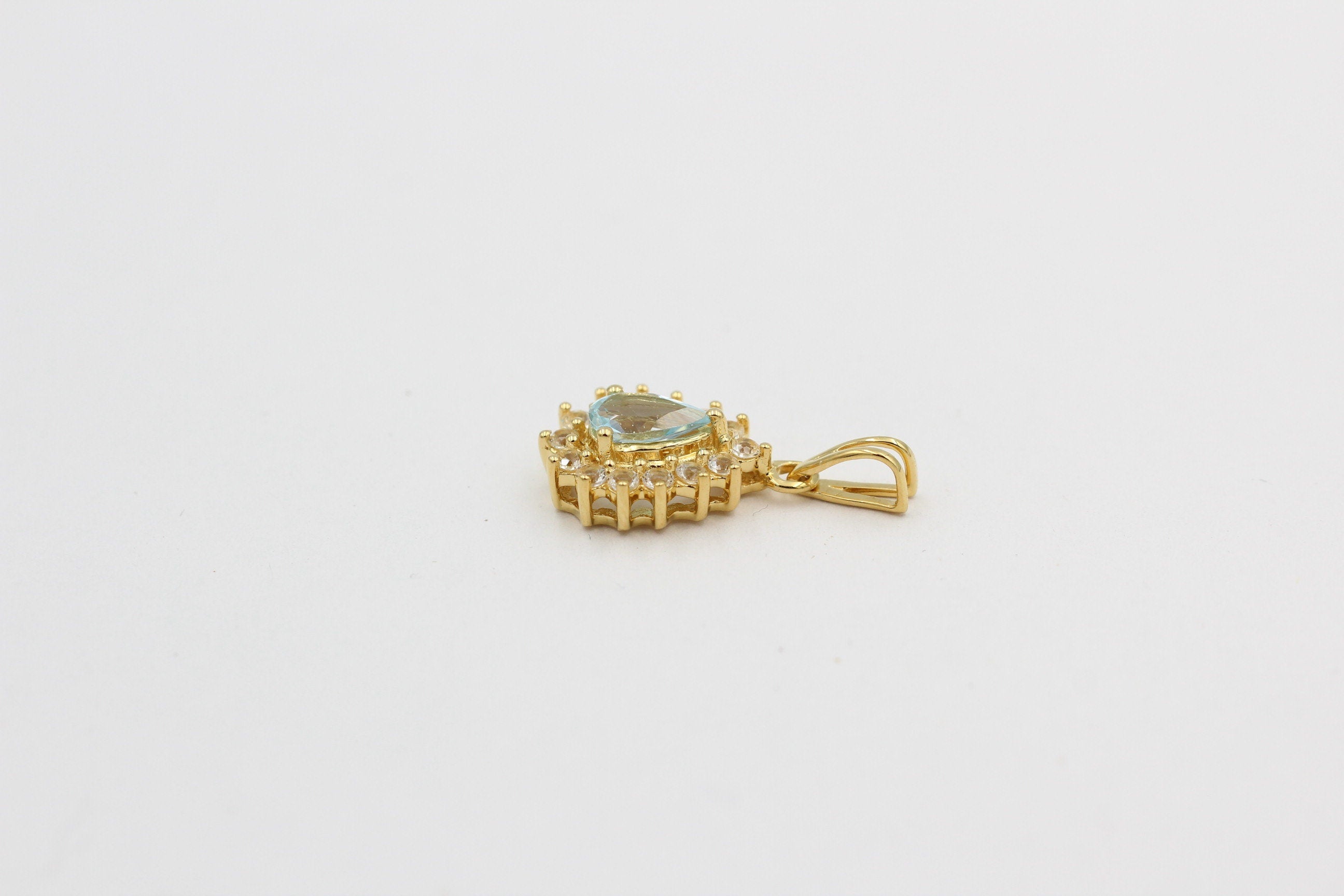 Edler 1,1 Carat Blautopas Weißtopas Anhänger 925 Silber  Topas