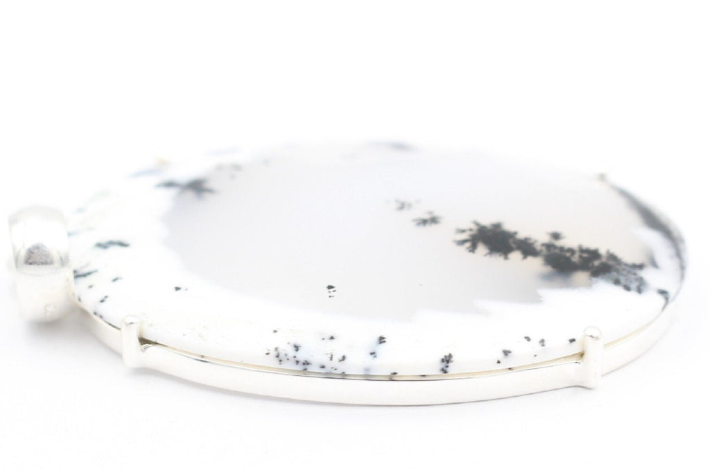 57 Carat Dendrite Opal Anhänger 925  Sterling Sillber Collier Kette Achatart