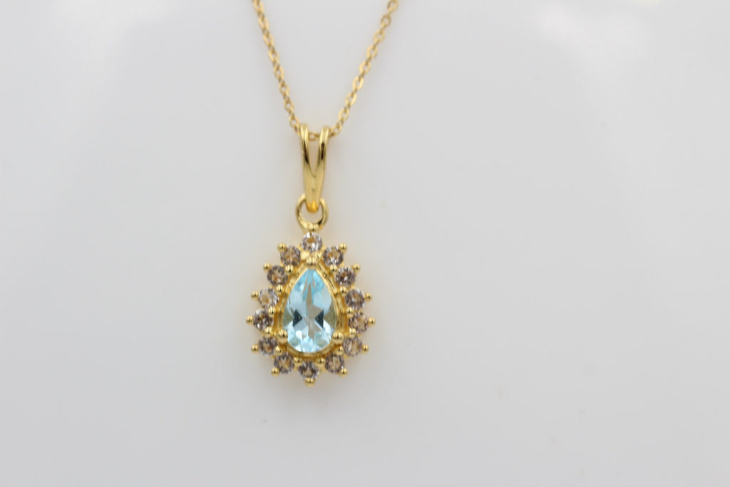 Edler 1,1 Carat Blautopas Weißtopas Anhänger 925 Silber  Topas