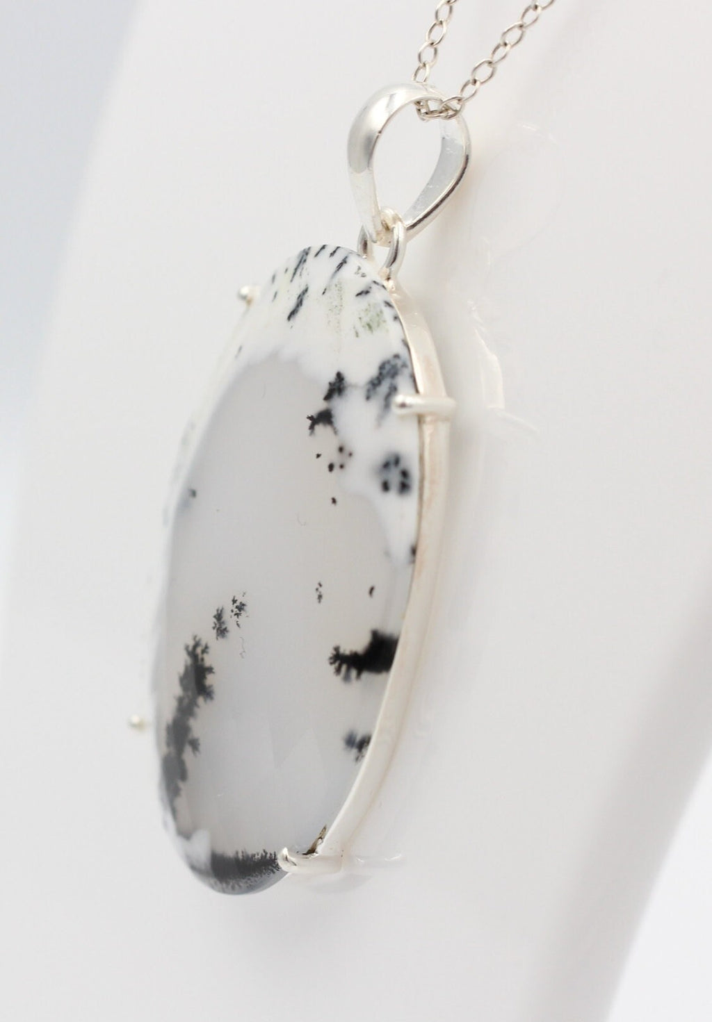 57 Carat Dendrite Opal Anhänger 925  Sterling Sillber Collier Kette Achatart