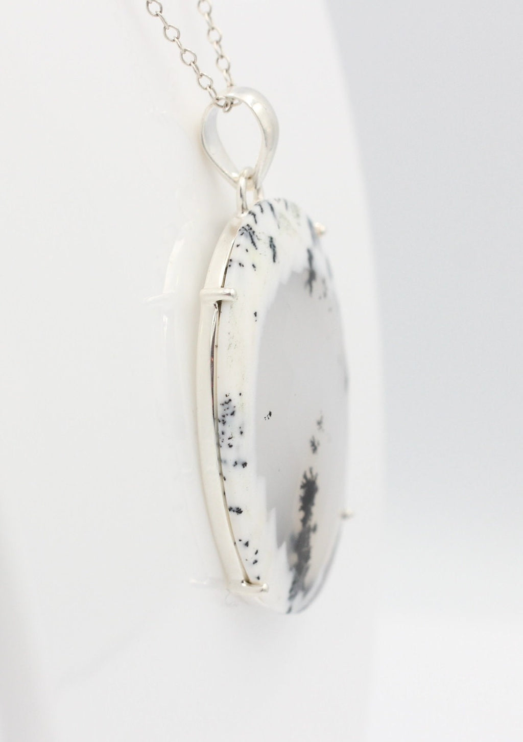 57 Carat Dendrite Opal Anhänger 925  Sterling Sillber Collier Kette Achatart