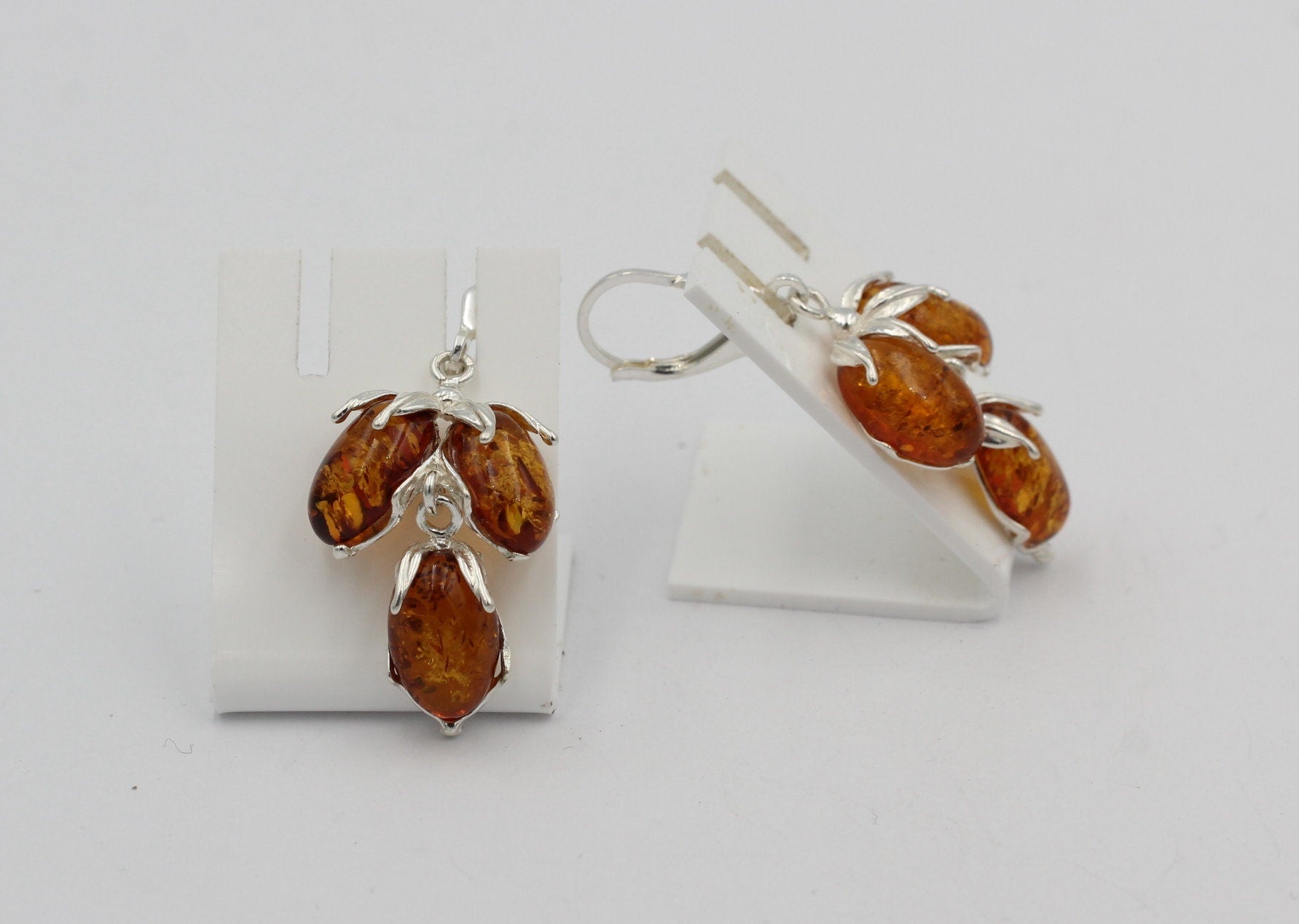 Edle Bernstein Ohrhanger 925 Silber Ohrschmuck aus Bernstein aus Litauen Top