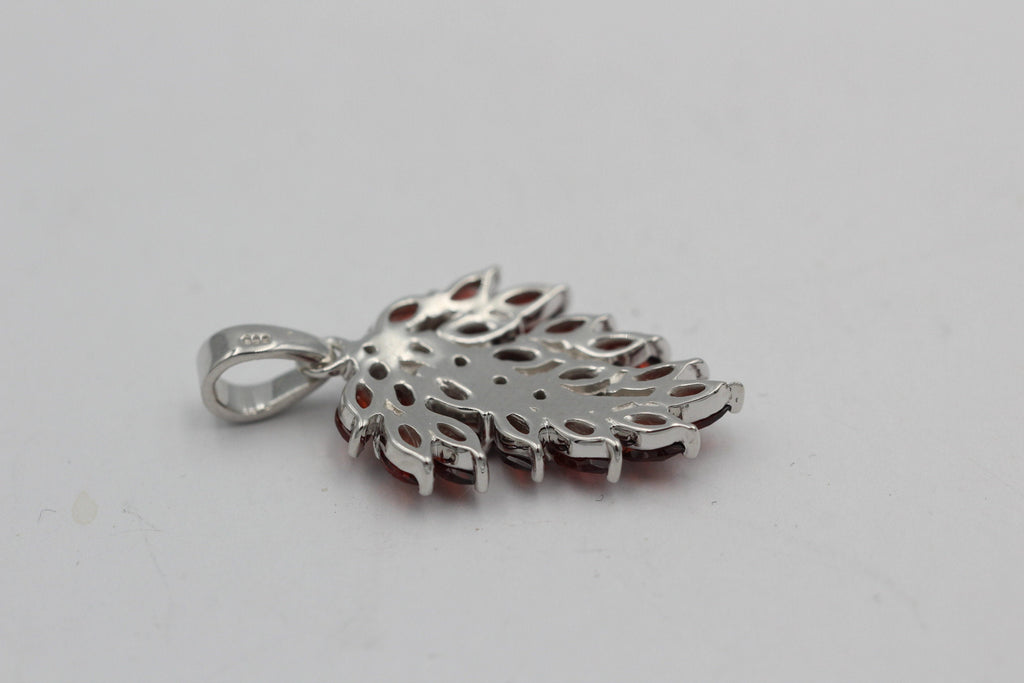 Edler 3,1 Carat Granat Weißtopas Anhänger 925 Silber Collier Kette Top Edel