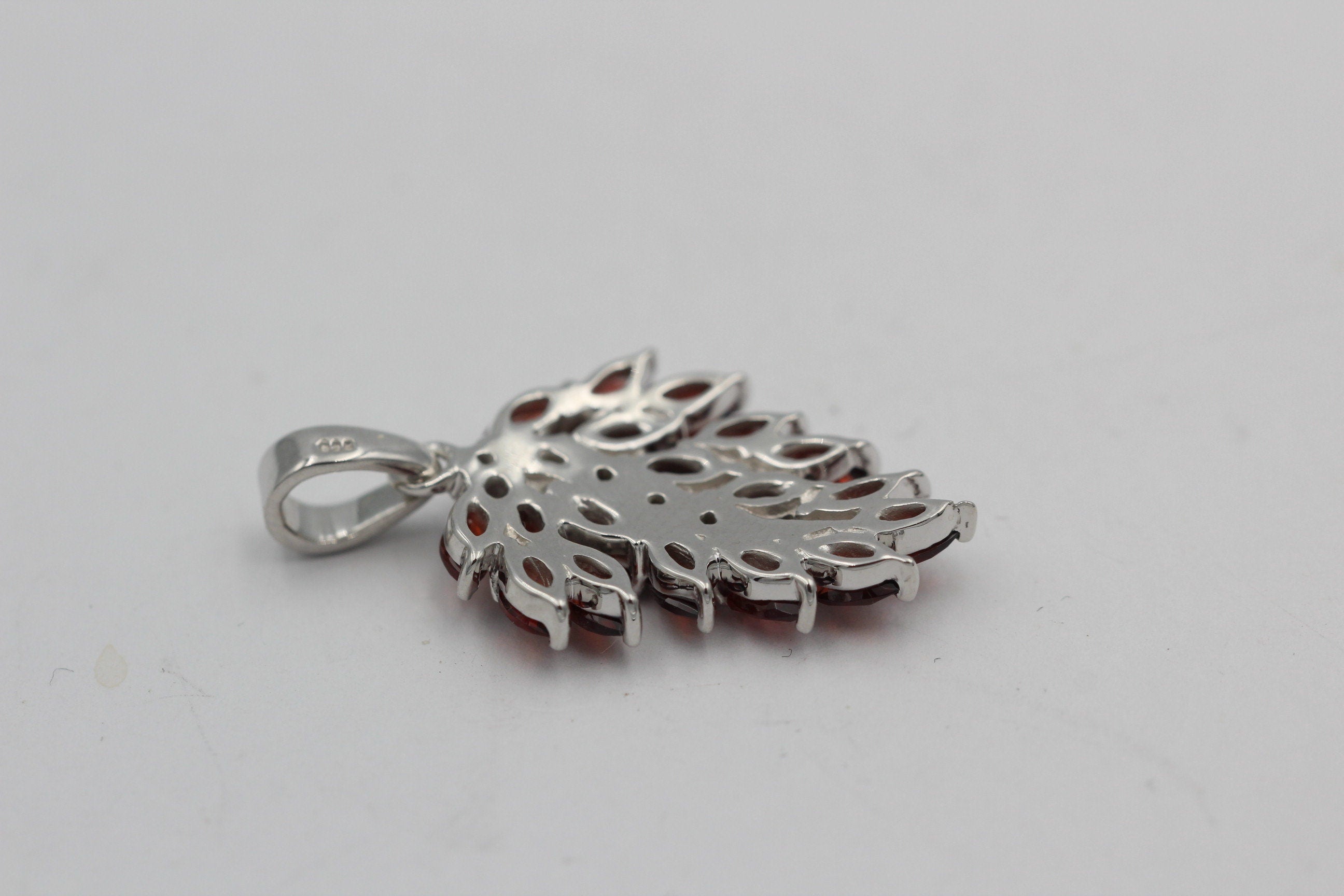 Edler 3,1 Carat Granat Weißtopas Anhänger 925 Silber Collier Kette Top Edel